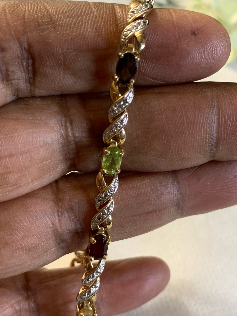 Ross Simons Gold-Plated Multi-Gemstone Bracelet and Rhinestone Accent